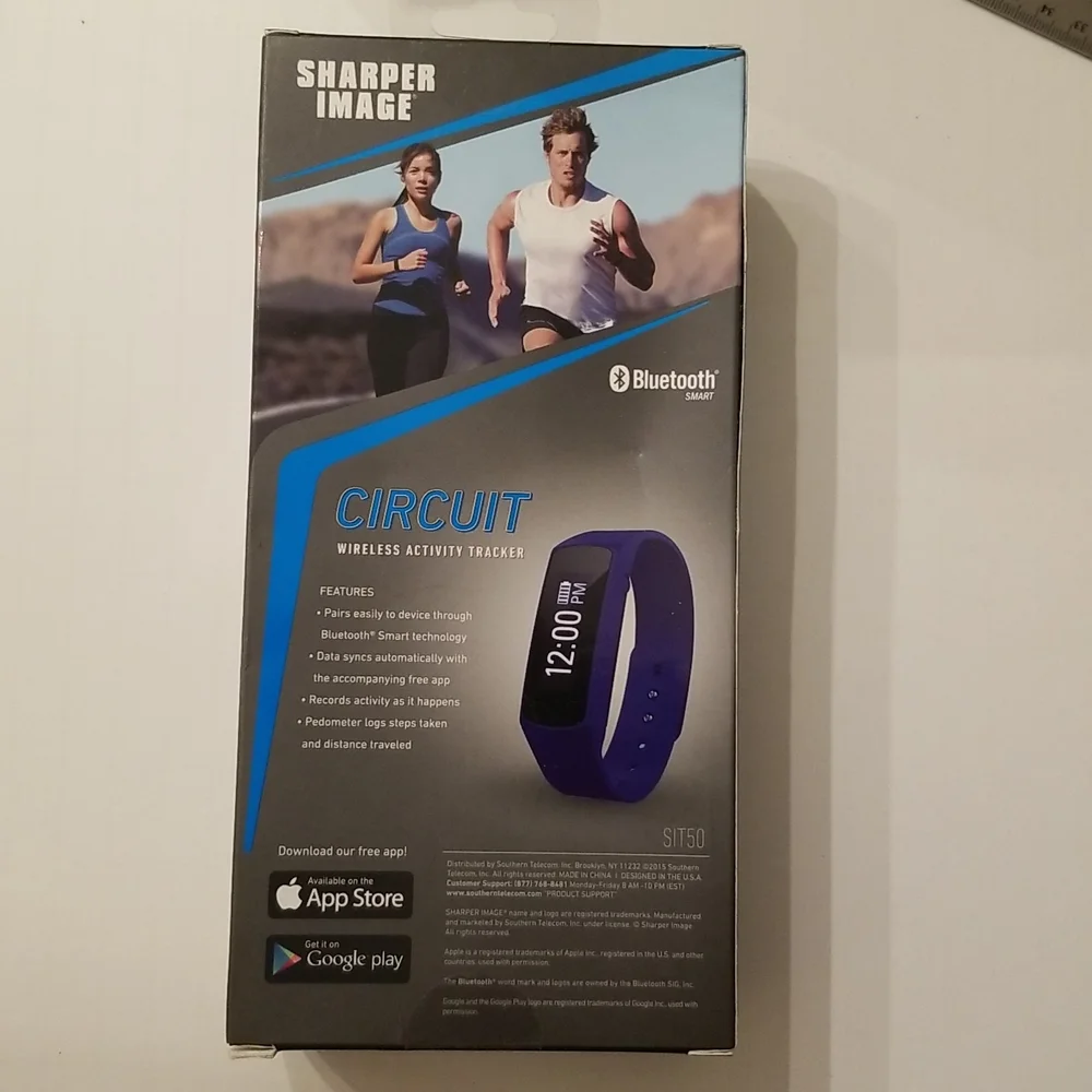 NEW Sharper Image Circuit SIT50 Bluetooth Wireless Activity Tracker Blue